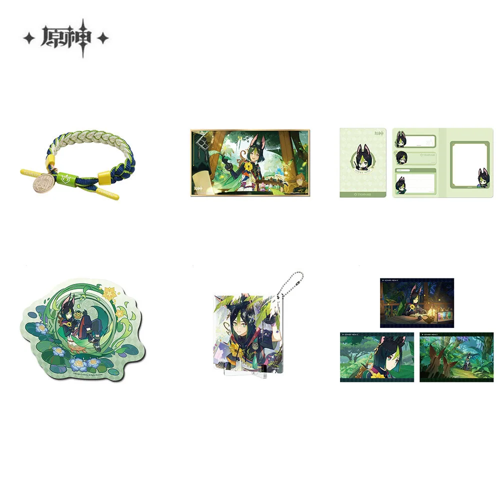 Sunsyea Official Genshin Impact Merch From miHoYo Tighnari Series Colored Board Coaster Cards Fridge Sticker Phone Holder