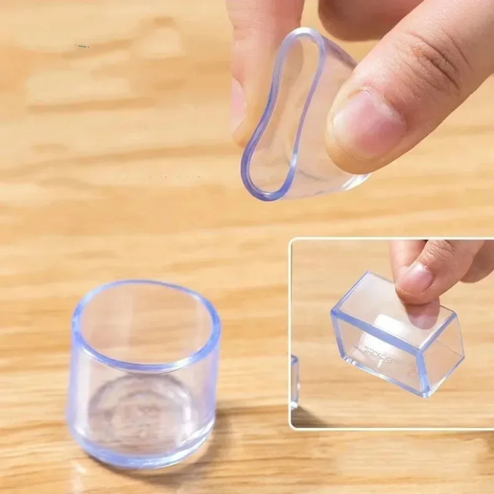 4Pcs/Set New PVC Chair Leg Caps Anti-slip Round Non-Slip Covers Square Silent and Wear Resistant Floor Protectors