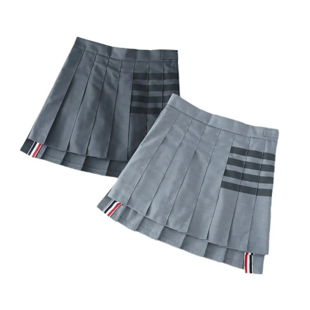 

Preppy Style High Waist Pleated Skirt for Women Short Front Long Back Anti-Exposure Elegant Summer