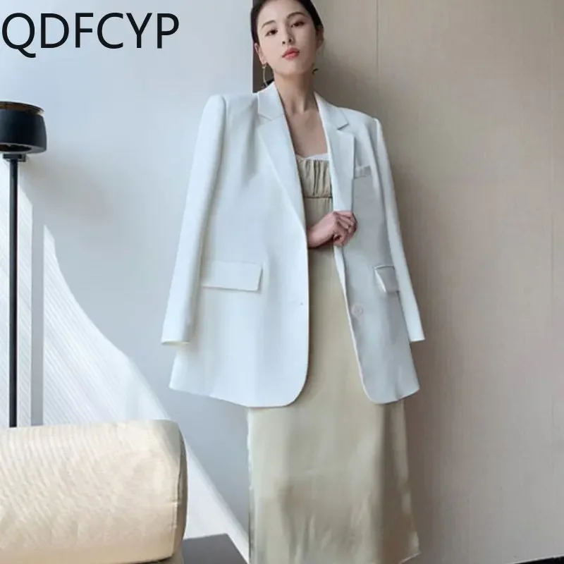 New Autumn Women Coat 2024 Stylish Casual Loose Simplicity Blazer Elegant Office Lady Long Sleeve Button New In External Women