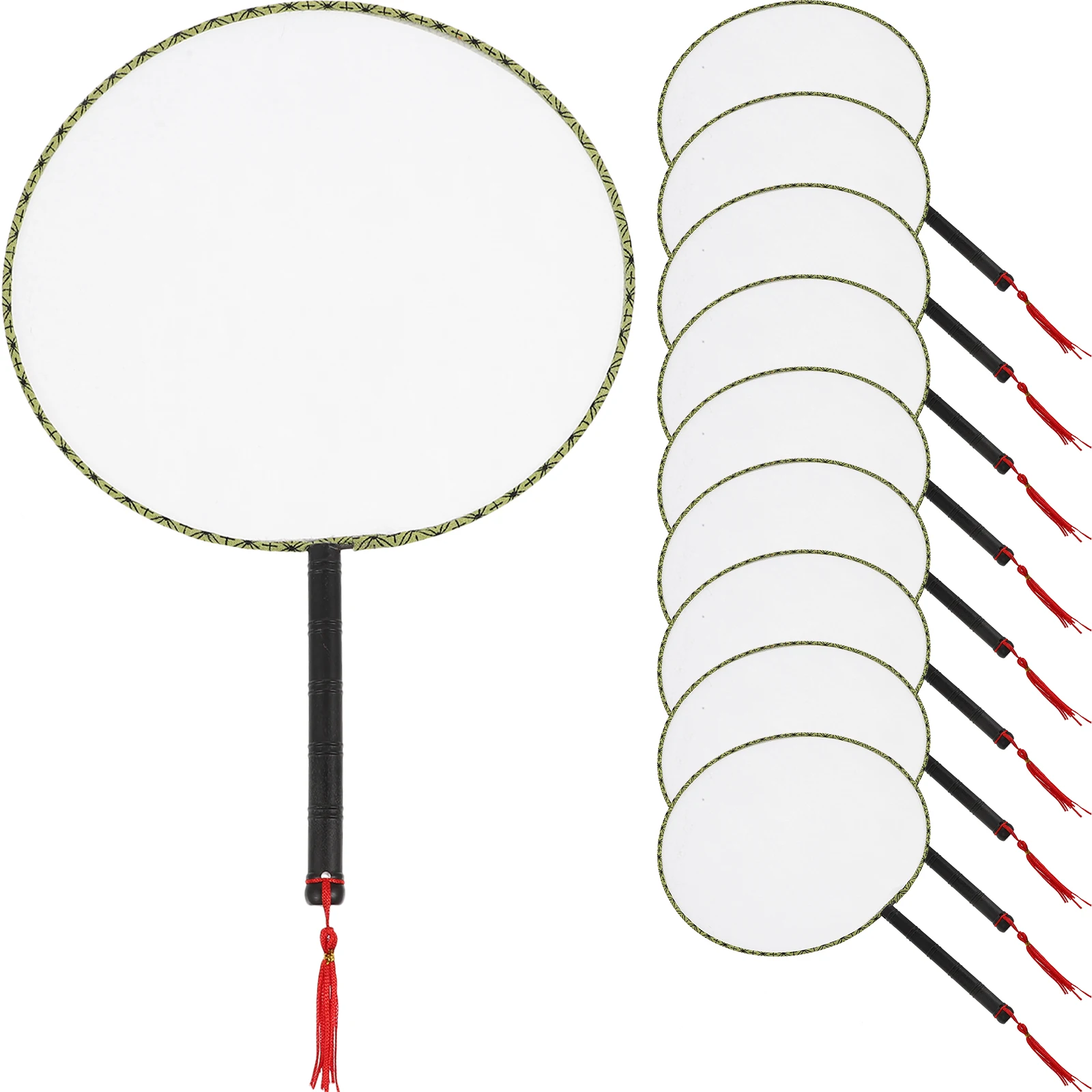 

10pcs Blank Fan Kids DIY Handheld White Silk Paper Painting Material Chinese Ball Practice Decor Party Gift