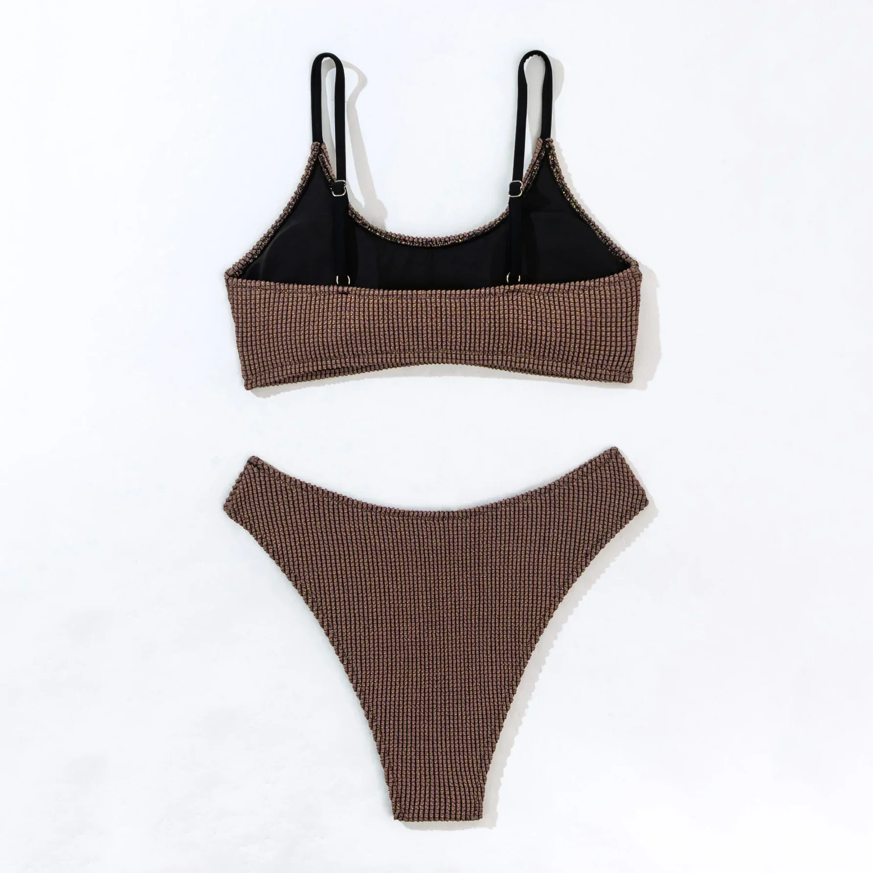 Conjunto sexy de biquíni push up para mulheres, moda praia, roupa de banho, banhista, marrom, banhista