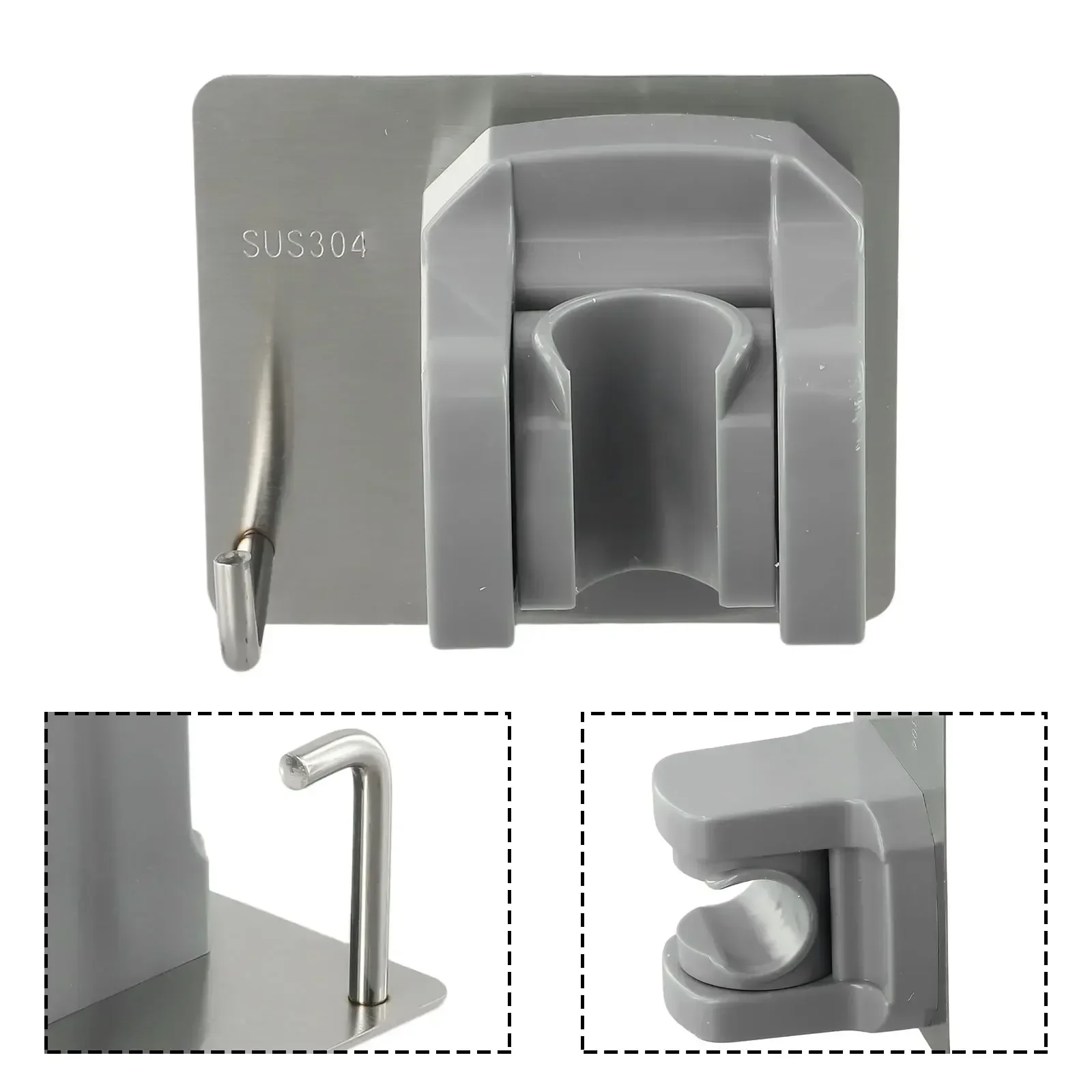 Self Adhensive Shower Head Holder Adjustable Angle Stainless Steel Material Waterproof Bathroom Showerhead Bracket Holder