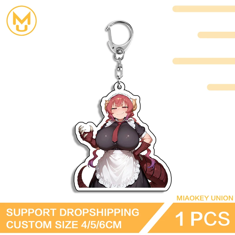Ilulu Dragon Maid Keyring Alluring Suit Acrylic Stand Anime Accessories Decorative Line Of Photo Wall Key Slot Lanyard Keychain