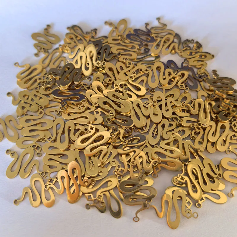 3pcs Golden Metal Double Ring Snake Connector DIY Craft Bracelets Necklace Charm for Jewelry Making Stainless Steel Pendant Bulk
