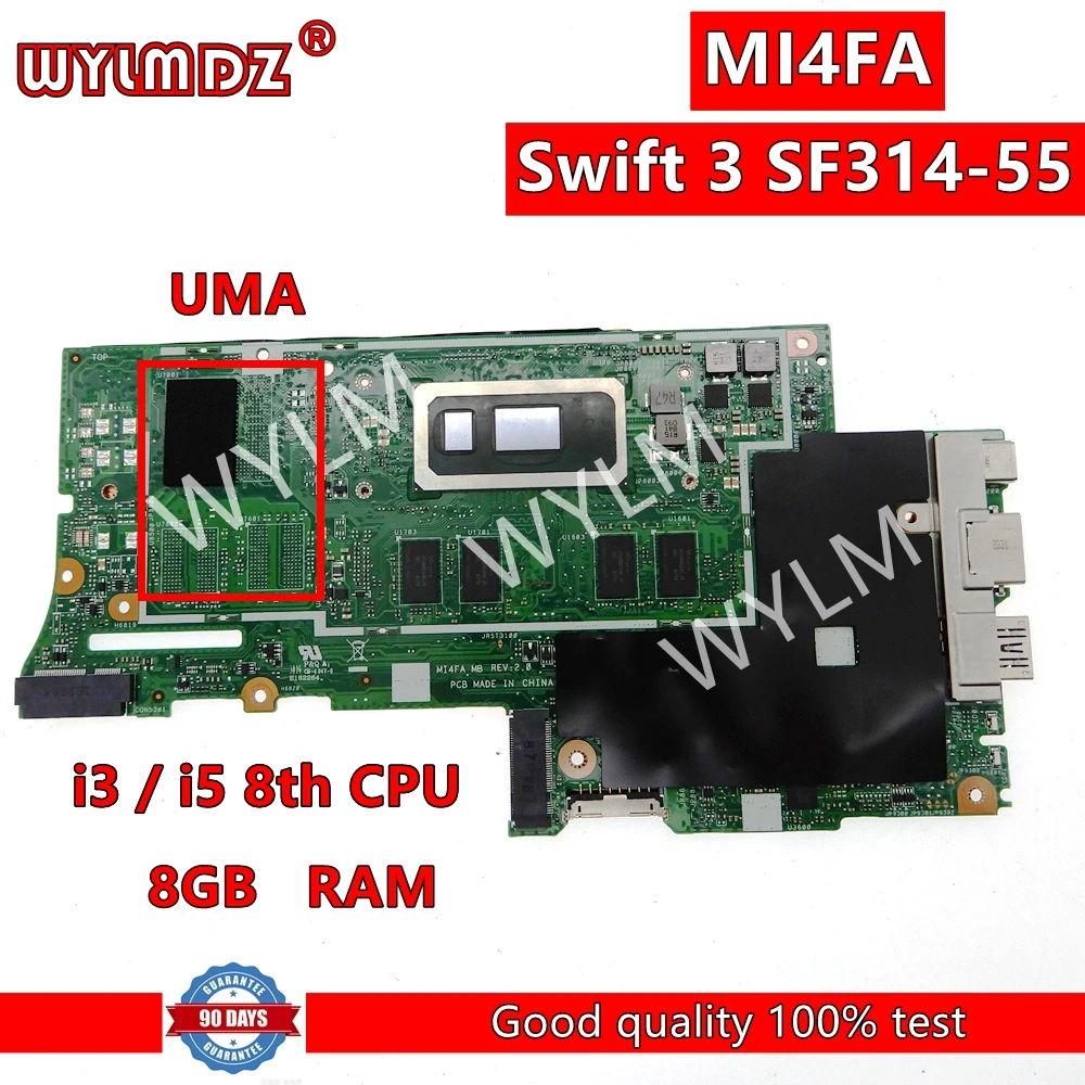 MI4FA  Mainboard For Acer Swift SF314-55 SF314-55G Laptop Motherboard With i3-8145U CPU 8GB-RAM