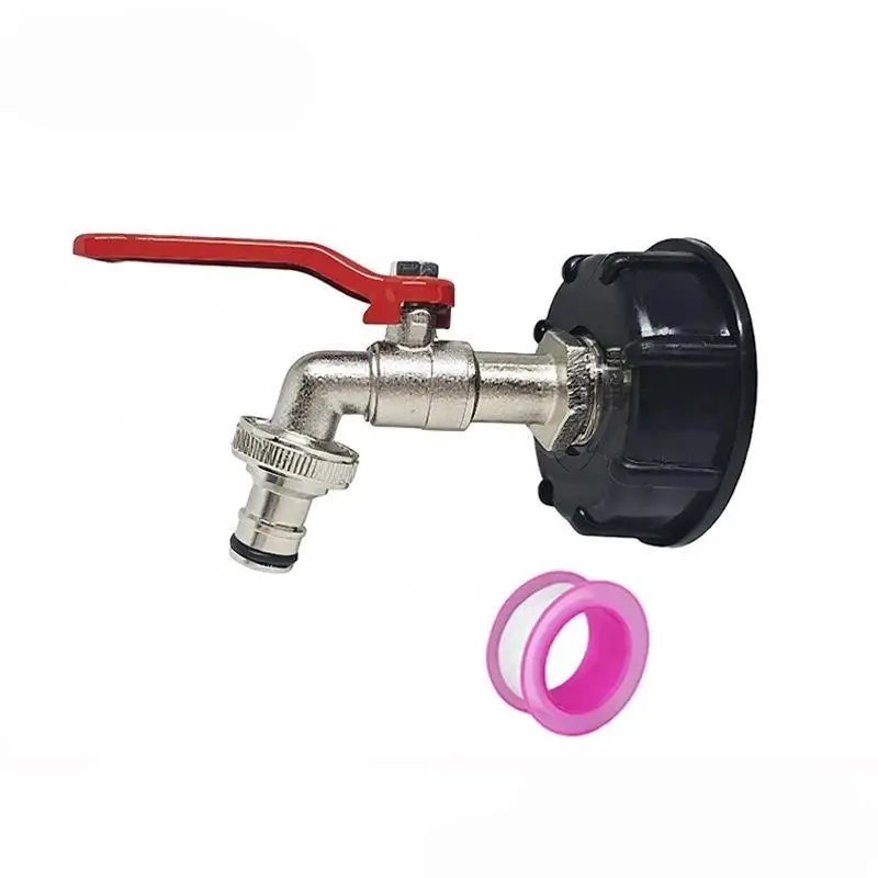 1 Set Heavy Duty Brass IBC Tank Faucet Leak Proof Universal Hose Adapter For Garden Irrigation With Free Seal Tape