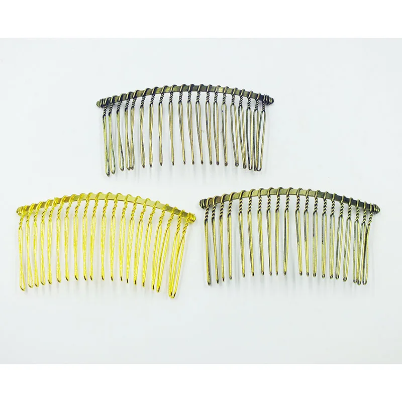 

100pcs High quality 20 teeth Antique Bronze Plated women metal wire hair comb