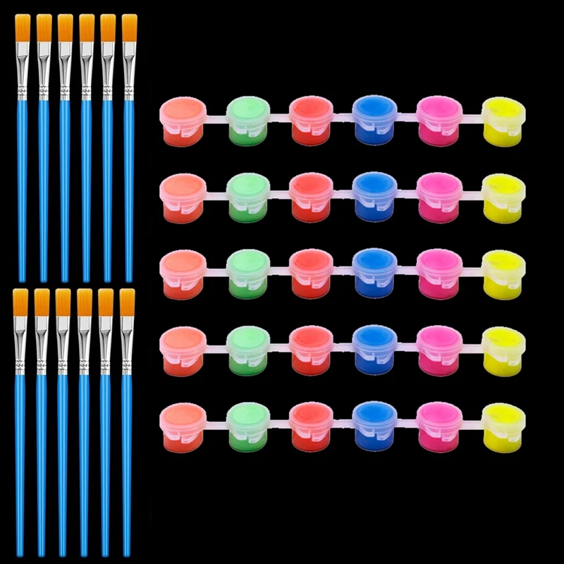 

6 комплектов светящейся в темноте краски с кисточками 6,7 х 0,8 х 0,8 дюйма Яркие цвета Акриловые краски Светящаяся краска Прочный многоцветный
