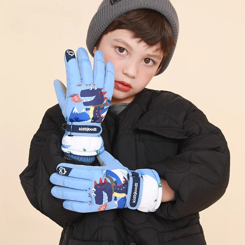 Winter gloves for children aged 6-12 outdoor play skiing snow playing waterproof plush warm gloves winter accessories for kids