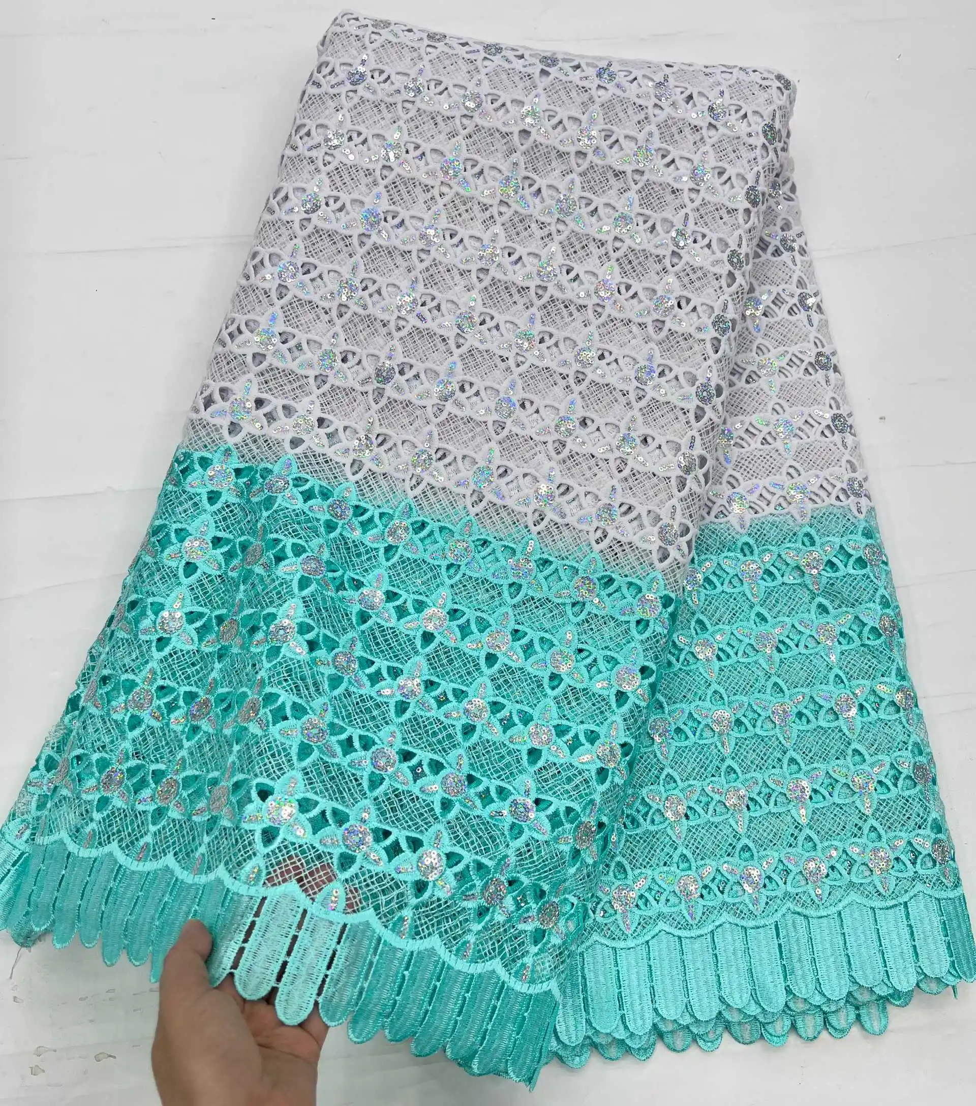 الأخضر الأبيض الأفريقي جبر الحبل الدانتيل النسيج الكيميائية أقمشة الدانتيل للذوبان في الماء أقمشة الدانتيل للنساء مساء اللباس #3