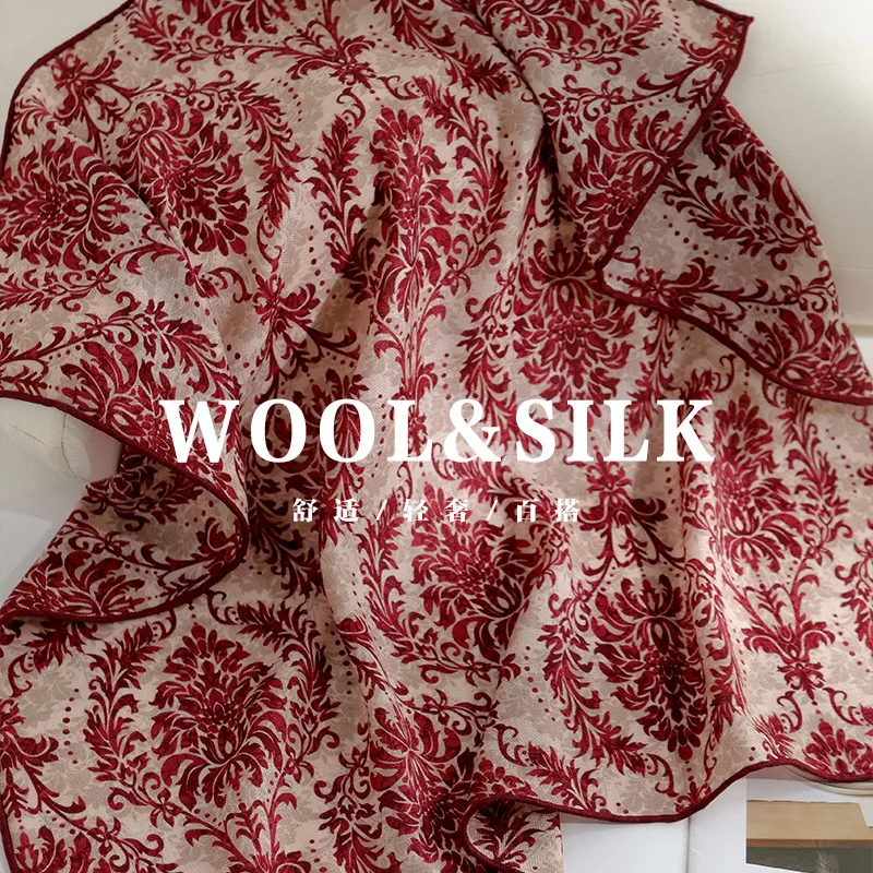 ขนสัตว์ 70% 30% ผ้าพันคอผ้าไหมแท้สําหรับผู้หญิงผ้าคลุมไหล่ Foulard ผ้าพันคอ Pashmina หญิง Hijab ผ้าพันคอ bufanda Kerchief schals 65 ซม.