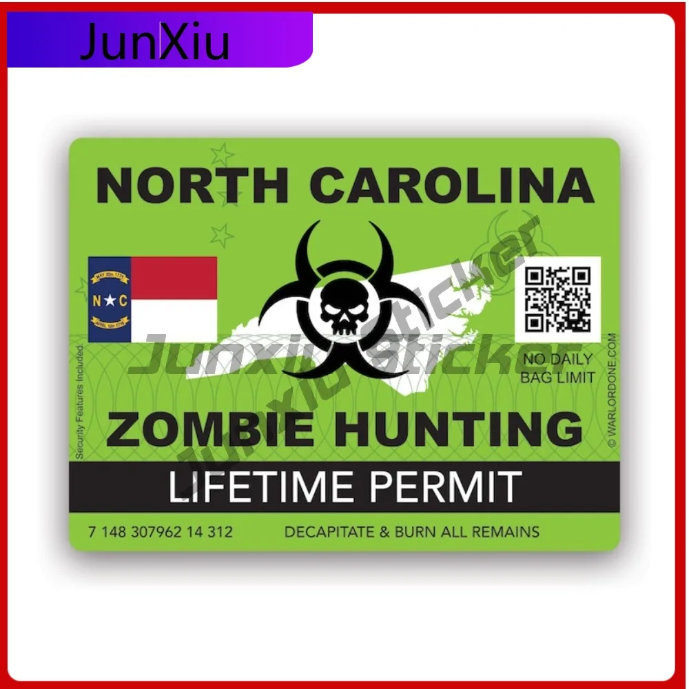 

Zombie North Carolina State Hunting Permit Funny Bumper Waterproof Vinyl Decal For Motorcycle Helmet Fun Fun Outdoor Creative