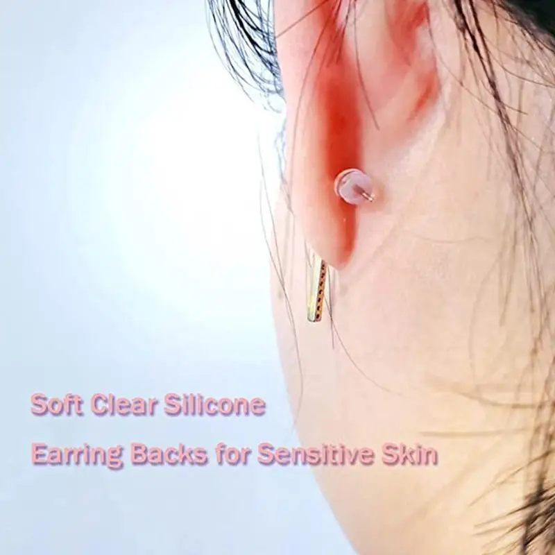   300 Pairs Silicone Earring Backs 6 Different Shapes Clear Safety Earring Backing