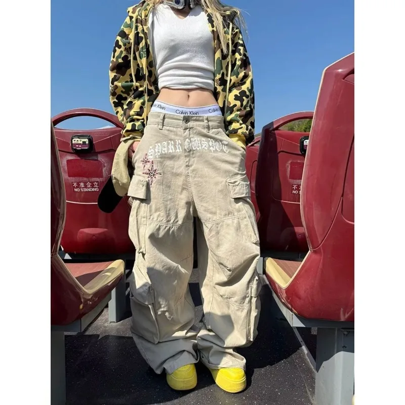 Women's Big Pocket Baggy Thin Pants Summer Wide Leg Bottoms Sports Unisex Casual Trousers Female High Waisted Sweatpants