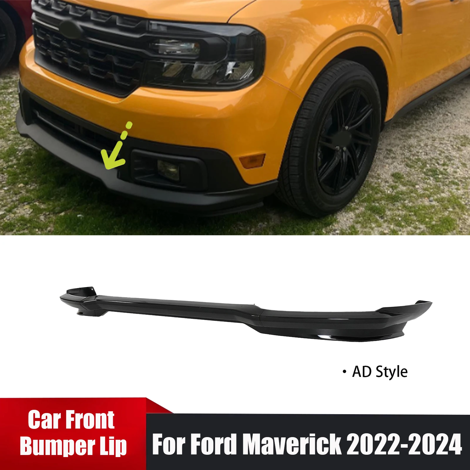 Para Ford Maverick 2022 2023 2024, Labio de Parachoques Delantero Negro Brillante, Piezas Exteriores, Spoiler, Kit de Carrocería, Divisor, Difusor, Accesorios