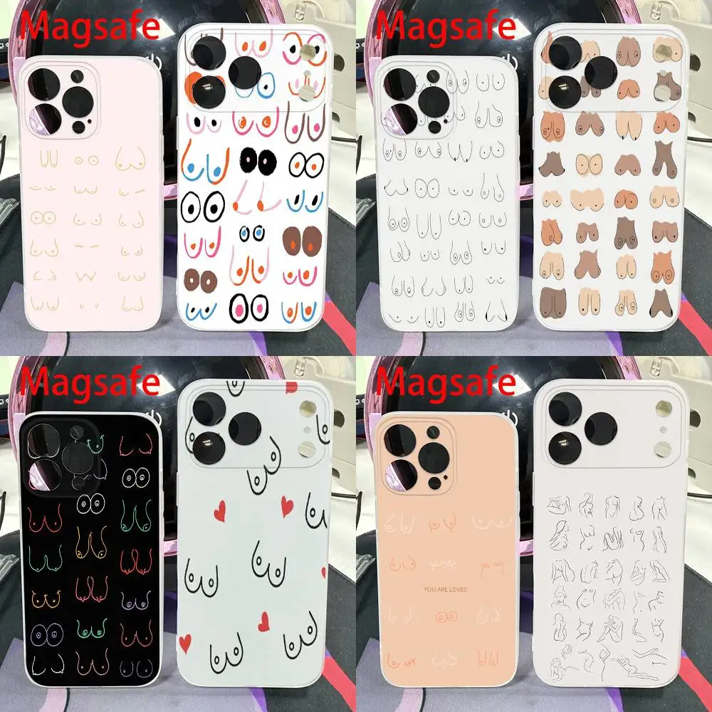 

Udder Breast Mamma Pattern Phone Case For iPhone 14,16,15,11,13,17,12,Air,Mini,Plus,E,Pro,Max Magnetic Magsafe Frosted Cover