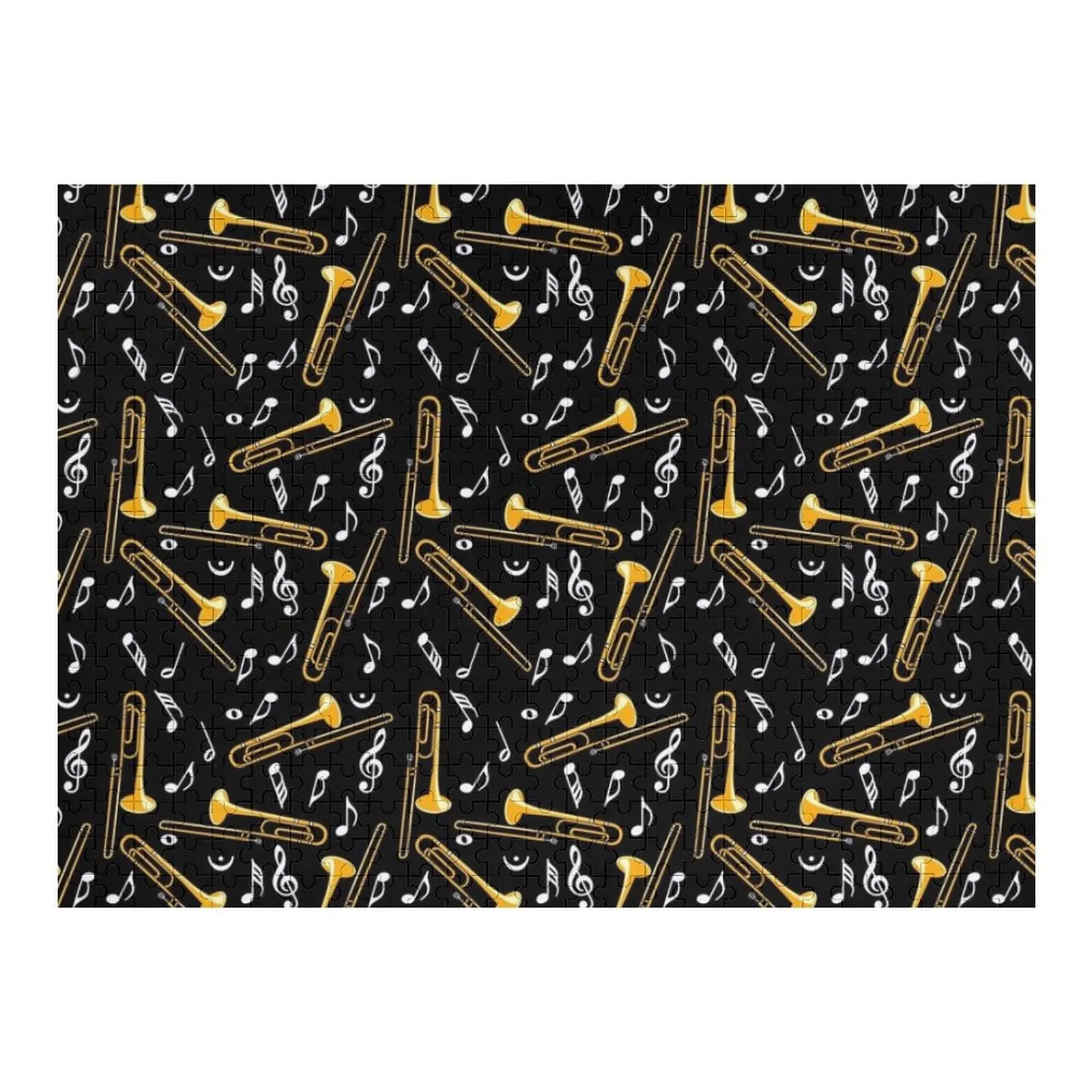 

Trombone White Music Note Jigsaw Puzzle Personalized Wood Photo Personalized Puzzle