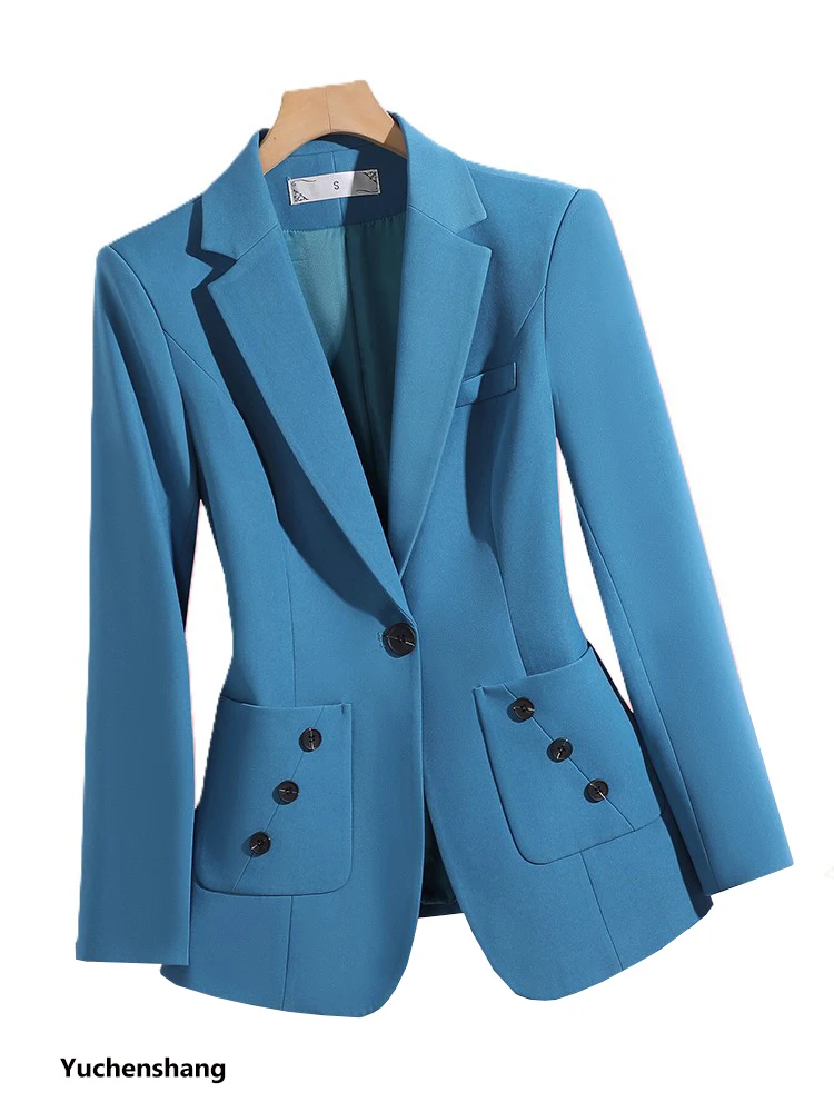 الخريف الشتاء أبيض أزرق أسود المرأة السترة معطف مكتب السيدات الأعمال ملابس العمل سترة رسمية