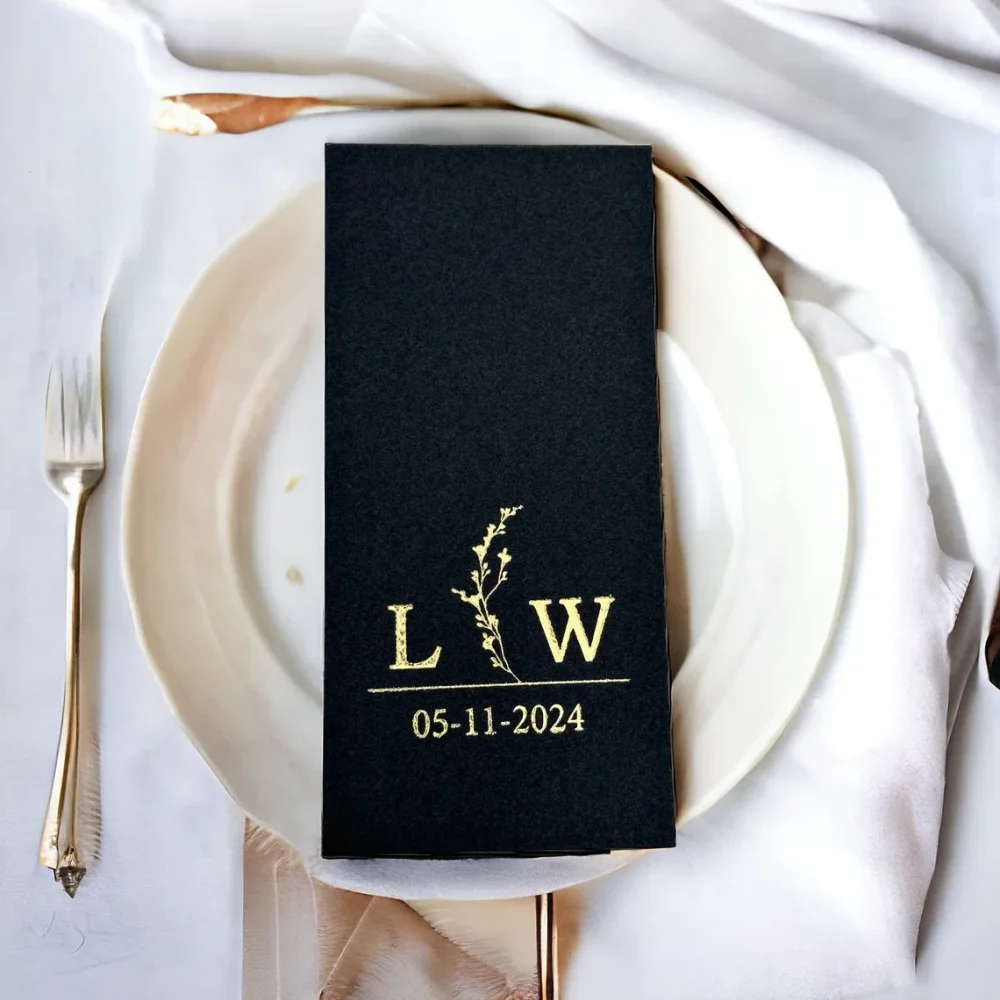 50 Uds. Servilletas de boda personalizadas, boda, tela texturizada y se siente como lino, Servietten Hochzeit