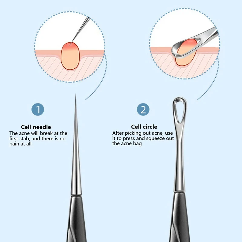 여드름 바늘 블랙헤드 클립 리무버, 모공 추출 블랙헤드 클리너, 얼굴 피부 관리, 딥 클렌징 바늘 도구