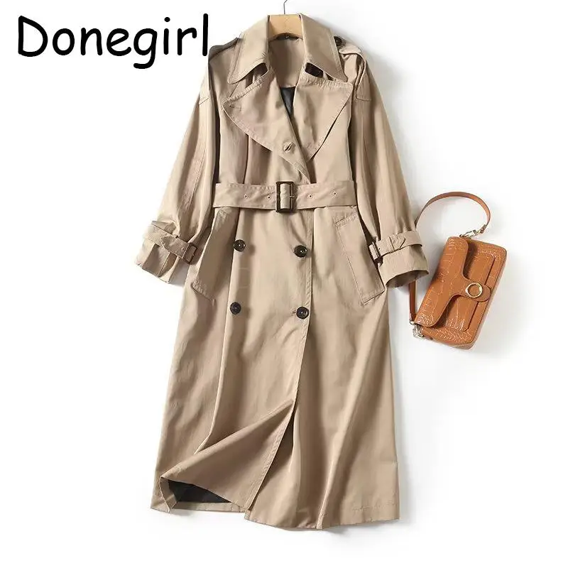 Donegirl 2023New Autumn Winter Fashion Women Vintage Simple Commute Windbreak Casual England Style Loose Trench Coat Female Chic