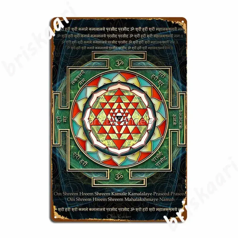 Maha Lakshmi Mantra Shri Yantra Wealth Giving Metal Signs Wall Cave Bar Cave Classic Tin sign Posters