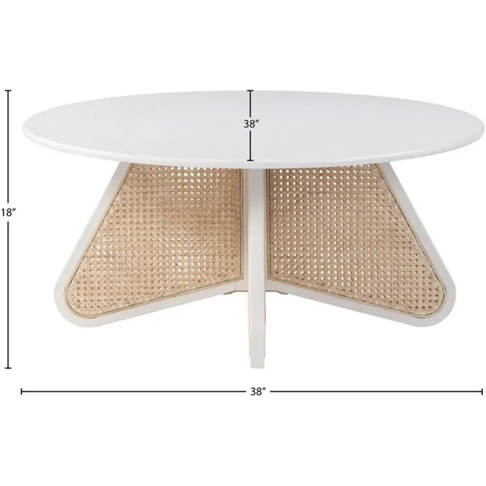 Butterfly Collection Mid-Century Modern Coffee Table with Solid Wood White Finish and Oak Veneer Top