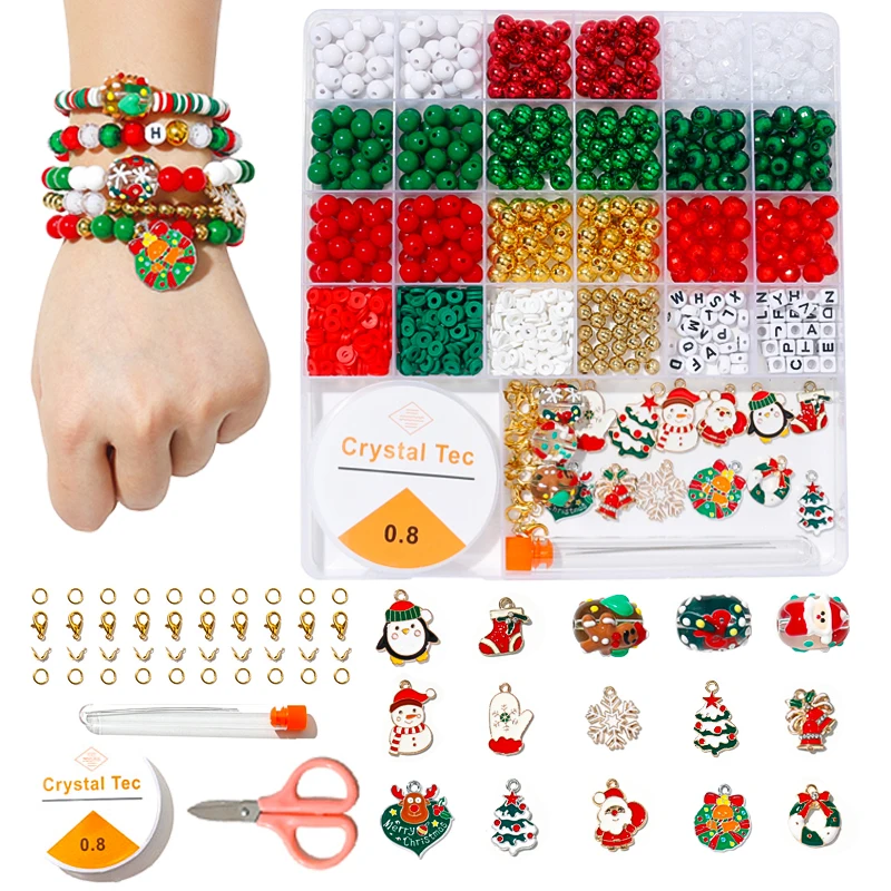 

Clay Beads Bracelet Kit Friendship Bracelet Making Kit Golden Beads Clay Beads Kit for DIY Jewelry Making Christmas Gift