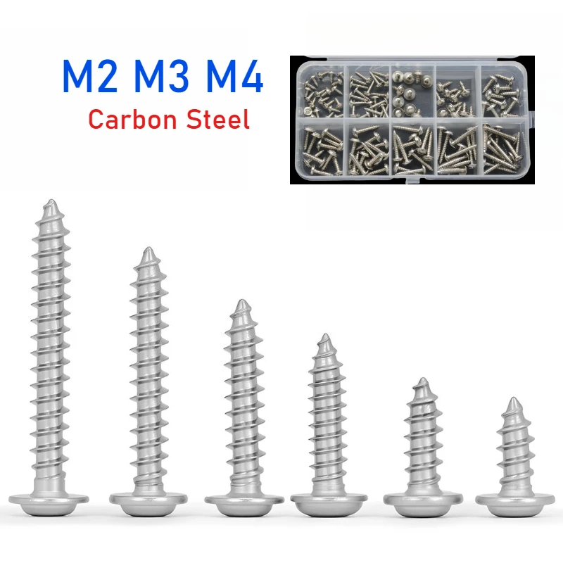 M2 M3 M4 Carbon Steel Cross Round Head With Washer Self-tapping Screw/Cross PWA Screw Set Combination