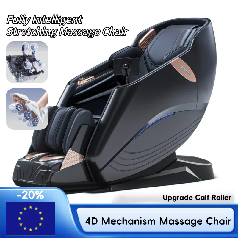 Luxury Zero Gravity 4D Massage Chair AI Voice Control SL Track Calf Massage Intelligent Stretch Relaxation Leather Recliner Sofa