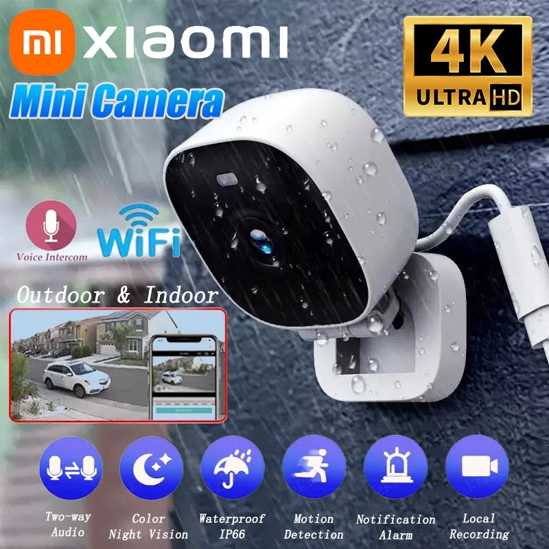 Xiaomi 4K Mini Security Camera WiFi Monitor IP65 Waterproof Full Color Night Vision Motion Detect Surveillance With 2 Way Audio