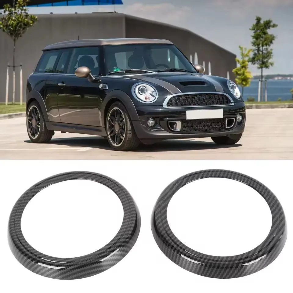 2Pcs Car Speaker Door Horn Ring Trim Carbon Fiber Look Decoration Ring for Mini Cooper R54 R56 Clubman R55 Crossover R60