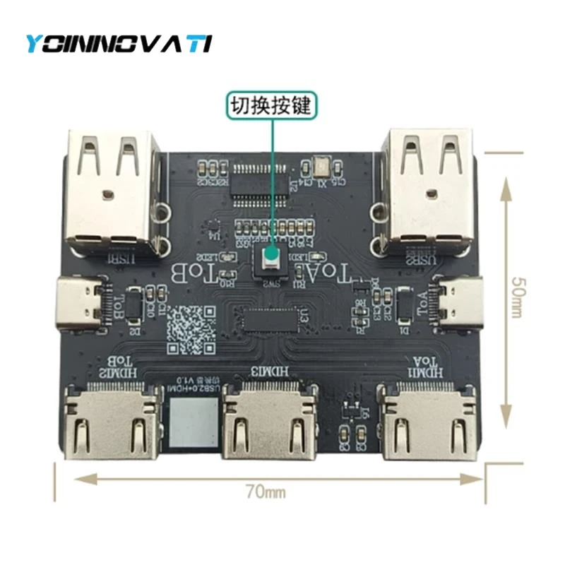 1PCS 2 Port HDMI KVM Switch 2 In 1 Out, Dual PC Share Monitor USB Keyboard Mouse, Driver-Free
