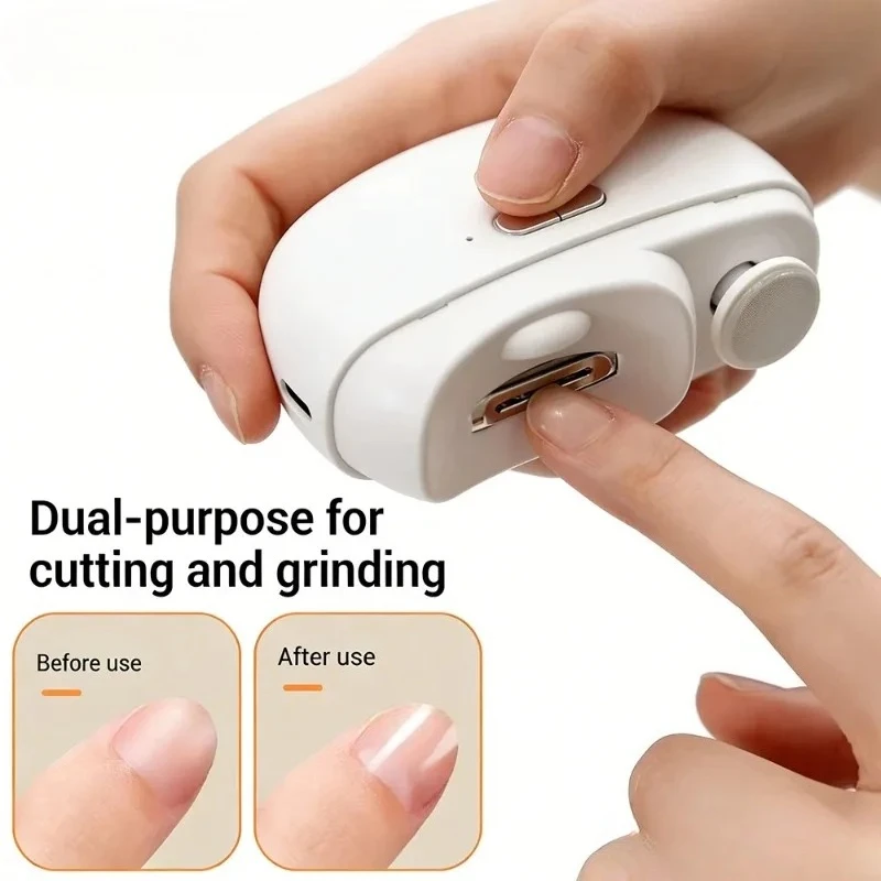 Rechargeable Automatic Electric Nail Clipper with Child Lock Safety Design  Built in LED Light 3 In 1 Nail Trimmer Grinding