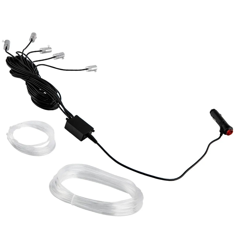 

5LED 6M Car Interior Atmosphere Strip Light Lamp RGB APP Fiber Optic Neon Set