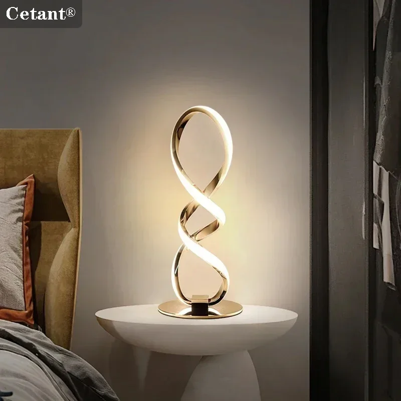 Modern LED Table Lamp Desk Decor Line Silver Gold Lights Study Bedroom Bedside Living Room Office Bookcase Bar Home led Fixtures