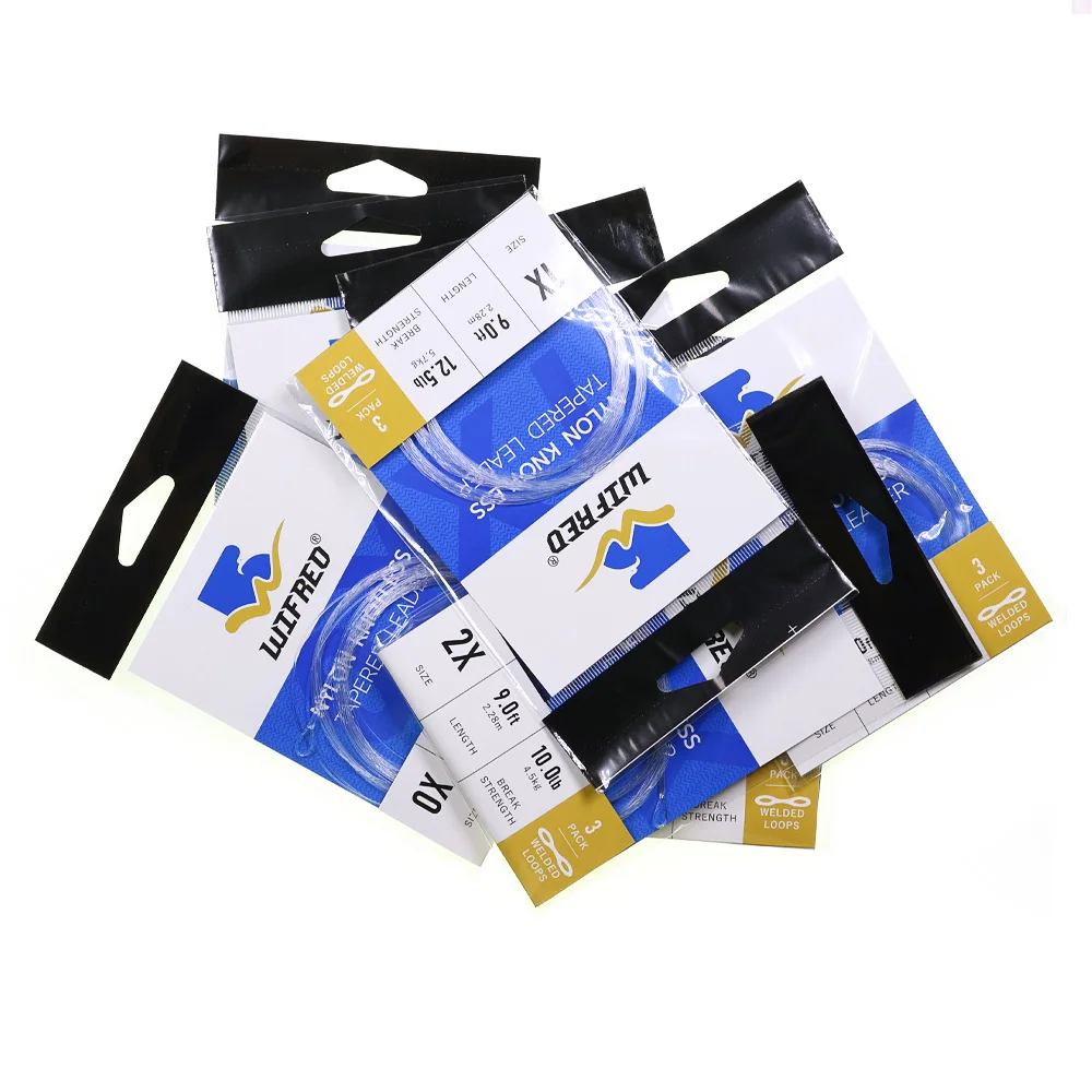3 Teile/paket 0X ~ 7X Geschweißte Schleife Klar Nylon Tippet Linie 9FT/2,28 M Konische Führer Fliegen angelschnur Fliegen Linie Führer – Detail 10