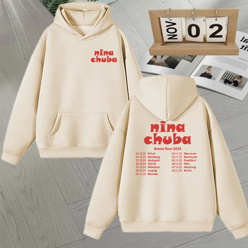 موضة نينا تشوبا الساحة جولة هوديس الرجال النساء الهيب هوب المتضخم الصوف بلوزات مزدوجة الوجهين طباعة البلوفرات غير رسمية للجنسين