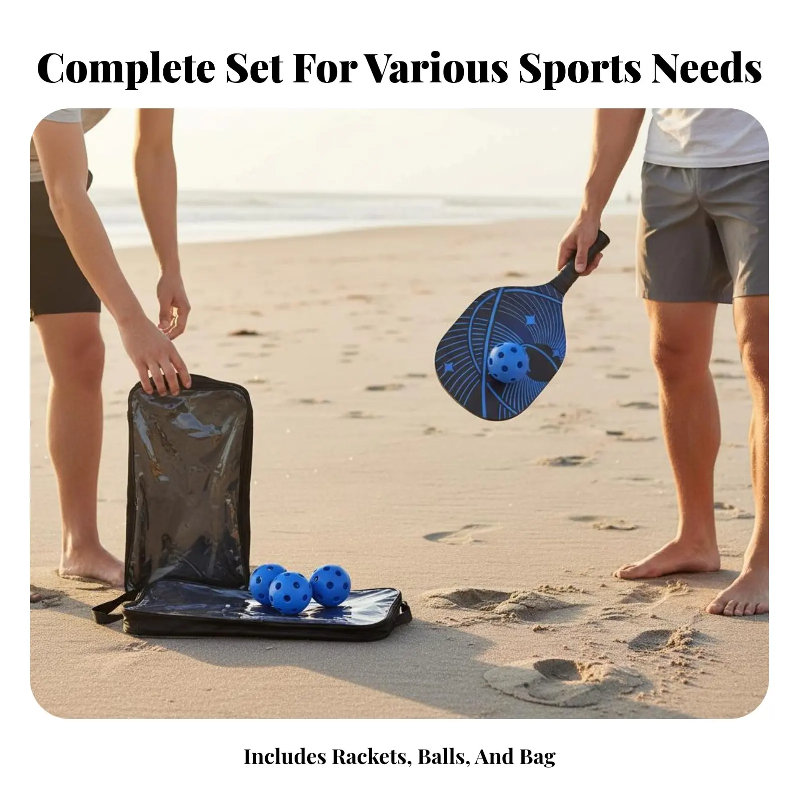 

Pickleball Set 2 Paddles 4 Balls Ergonomic Grip Pickleball Paddle Set Sports Equipment With Carrying Bag for Outdoor