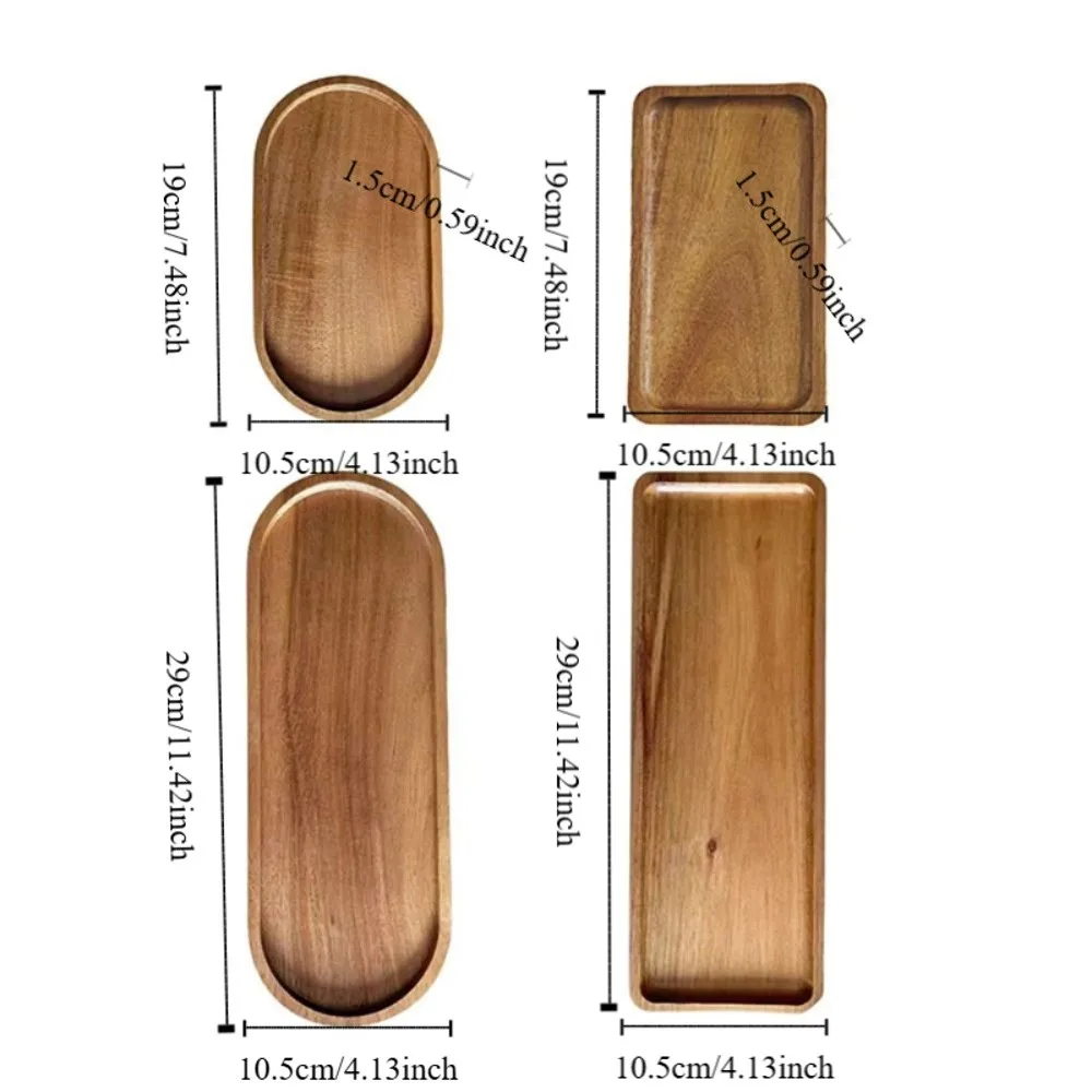 Multi-functional Oval/Rectangle Wooden Serving Tray Vintage Minimalist Dessert Plate Japanese-style Bread Platter Afternoon Tea