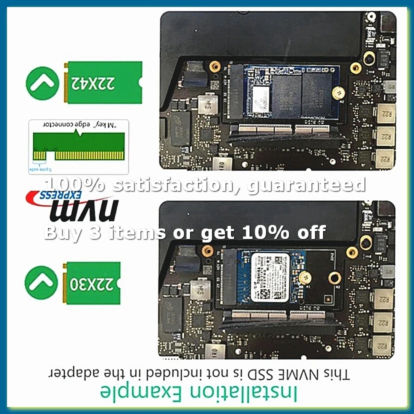 M.2 NGFF M-Key NVME SSD Convert Card Fit for Pro 2016 2017 13 INCH A1708 A1707 A1706-DTB3