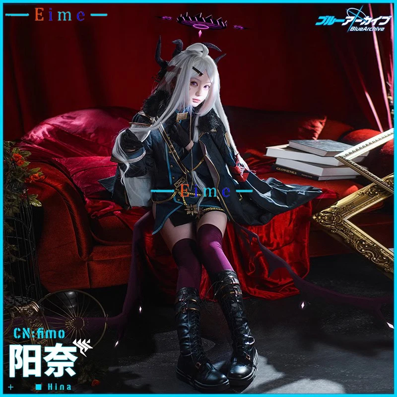 Jogo azul arquivo sorasaki hina cosplay traje feminino bonito uniformes de festa com chifres halloween carnaval roupas feitas sob encomenda