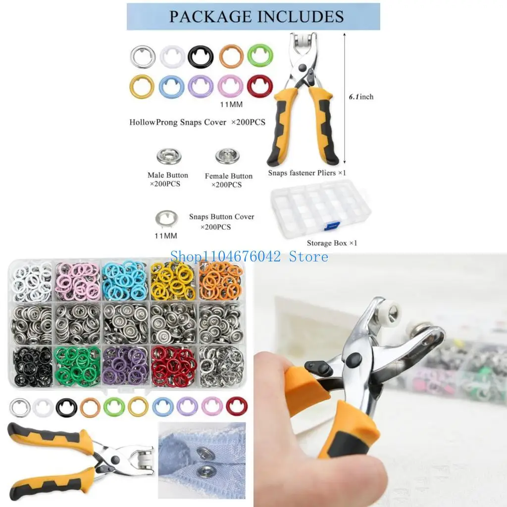 

5asd 200set Metal Snaps Fasteners Installation Plier For DIY Projects Jean Clothing