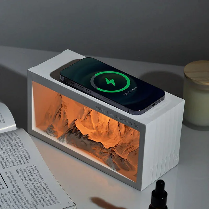 Wireless Charging LED Night Light Bluetooth Speaker Diffuser Touch Control Bedside Lamp Housewarming Birthday Gift Ornament