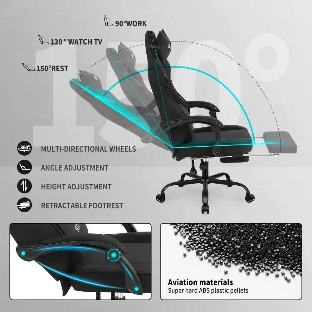 Ergonomic Gaming Chair with Footrest and Pocket Spring Cushion: Supportive and Comfortable for Big and Tall Users view 6