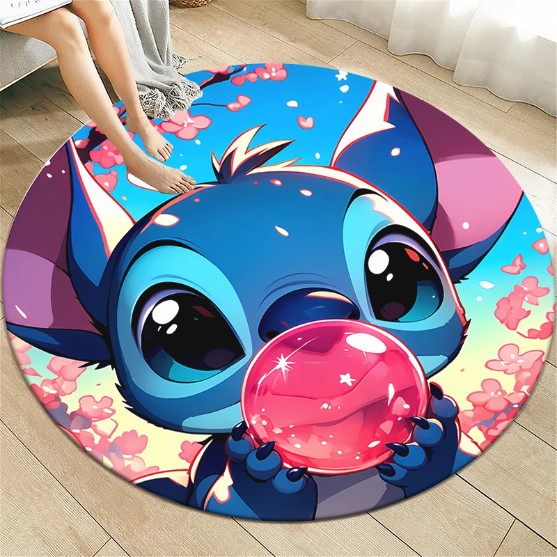 MINISO  Stitch  Print Round Carpet.Bedroom,Balcony,Entry Door,Chair Non-slip Mat.Gift,Picnic,Rug