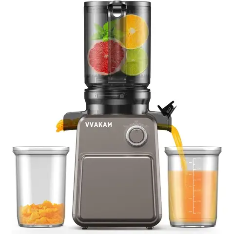 Cold press juicer machines with 4.4inch large feed chute designed for whole vegetables and fruits masticating juicer with high