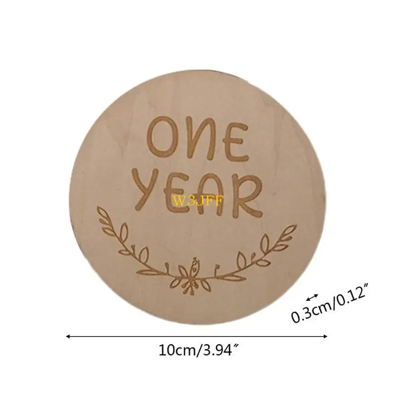 W3JF 12 قطعة بطاقات تسجيل النمو الشهري لحديثي الولادة بطاقات تذكارية خشبية للولادة دعائم التصوير
