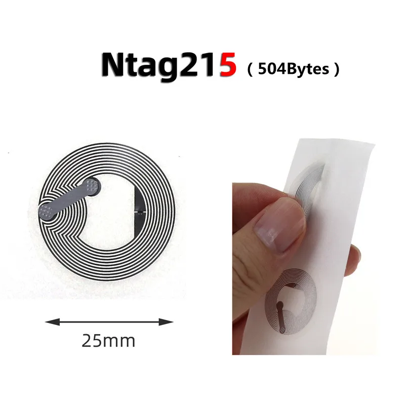 Etiquetas transparentes ntag 215 etiquetas nfc para iphone 13.56 mhz 25mm chip etiqueta universal etiquetas rfid e todos os telefones nfc 504 bytes